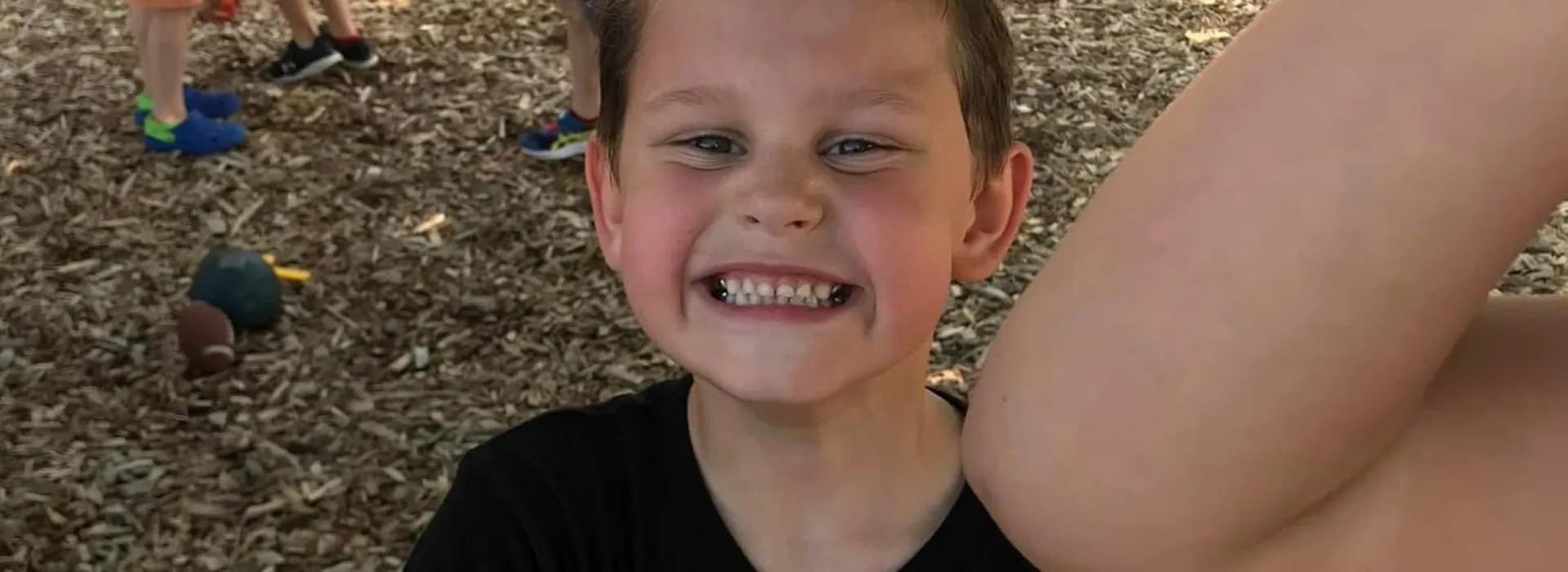 big smiles when playing outside